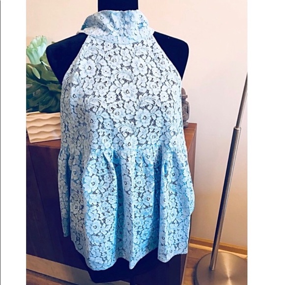 Zara Blue Lace Top - Picture 3 of 9